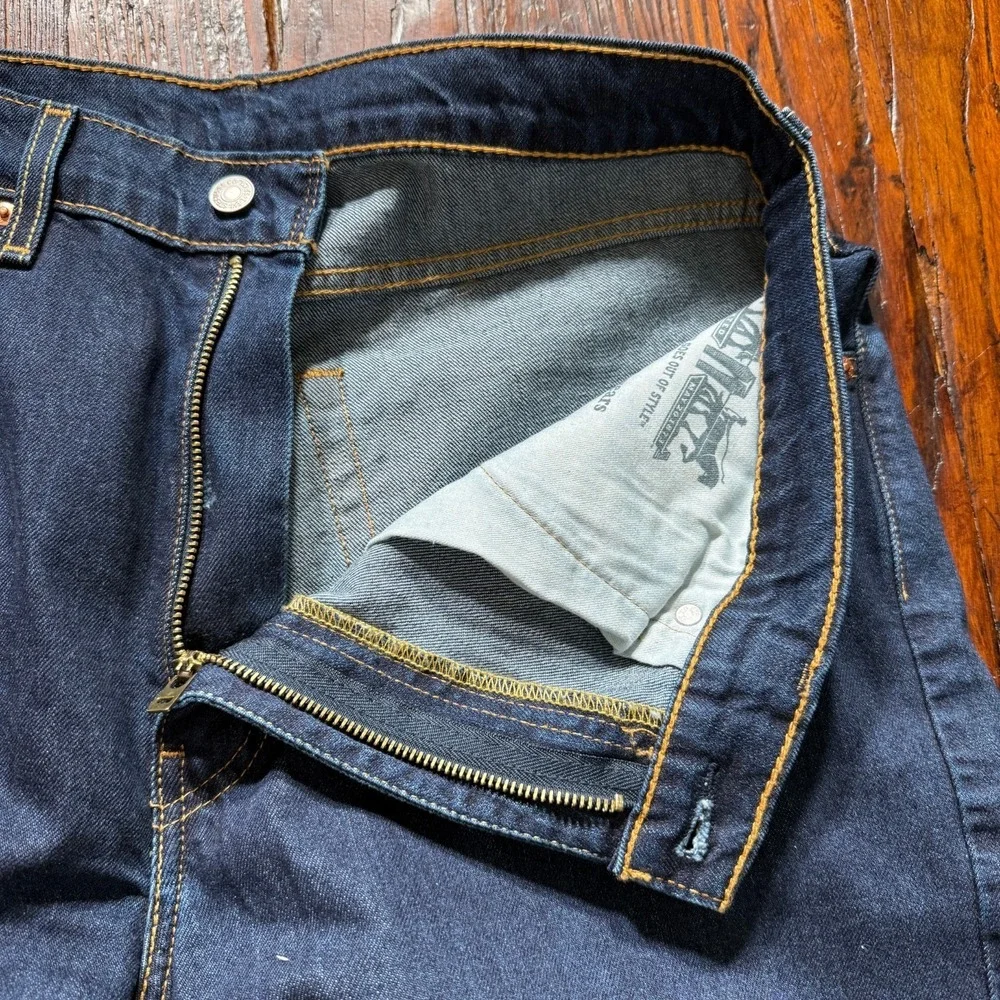 Levis 505 Jeans Mens 36x32 Blue Straight Leg Stretch Cowboy Biker -‎ EUC